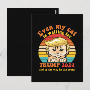 Cartão Postal Até Meu Gato Está Esperando pela Roupa Trump 2024