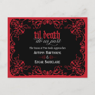 Cartão Postal Até que a Morte Casamento Vermelho Gótico Salve a