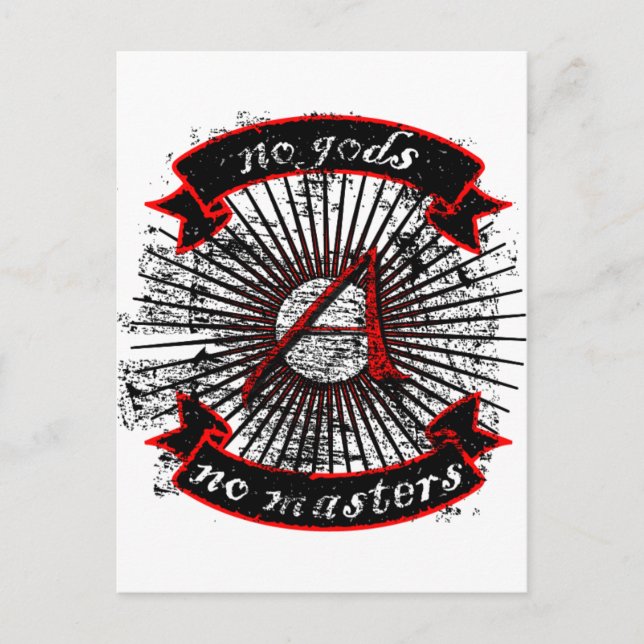 Cartão Postal Ateísta Sem Deuses, Sem Mestrados (Frente)