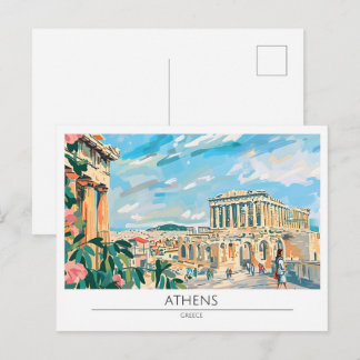 Cartão Postal Atenas Grécia Arte Vintage Viagem