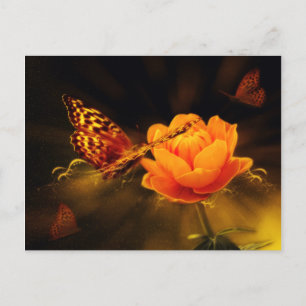 Cartão Postal Aterrissagem da borboleta na flor