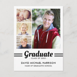 Cartão Postal Athletic Multi-Photo Graduation Announcement