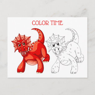 Cartão Postal Atividade De Coloração Do Dragão Laranja De Pê
