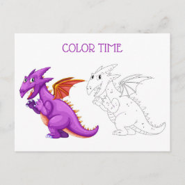 Cartão Postal Atividade De Coloração Do Dragão Laranja Laranja E