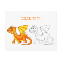 Atividade de Colorir Dragão Laranja e Amarelo Fofo