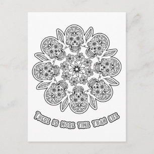 Cartão Postal Atividade de Colorir Mandala do Dia dos Mortos