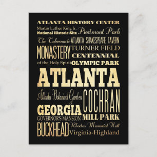 Cartão Postal Atlanta City of Georgia State Typografia Art