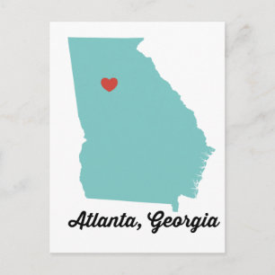 Cartão Postal Atlanta, GA - coração gráfico Atlanta Georgia desi