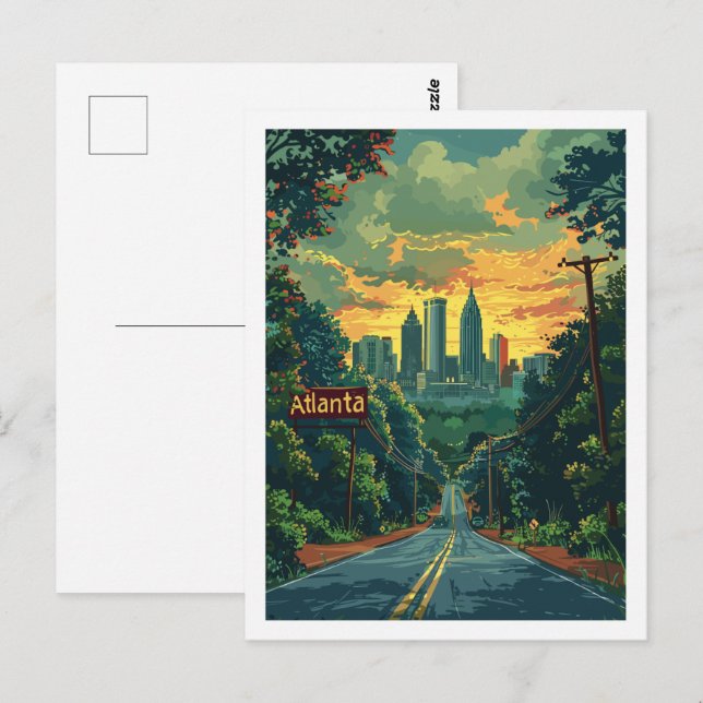 Cartão Postal Atlanta Georgia Familiar Viagem Place (Frente/Verso)