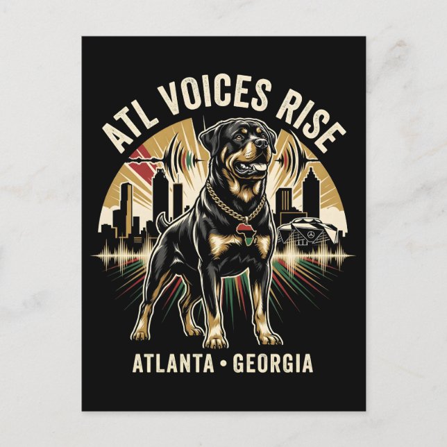 Cartão Postal Atlanta Georgia Rottweiler Cultural Pride Art (Frente)