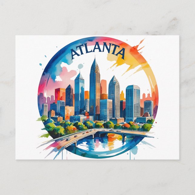 Cartão Postal Atlanta Georgia Skyline (Frente)