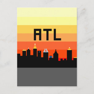 Cartão Postal Atlanta Skyline ATL de 8 bits