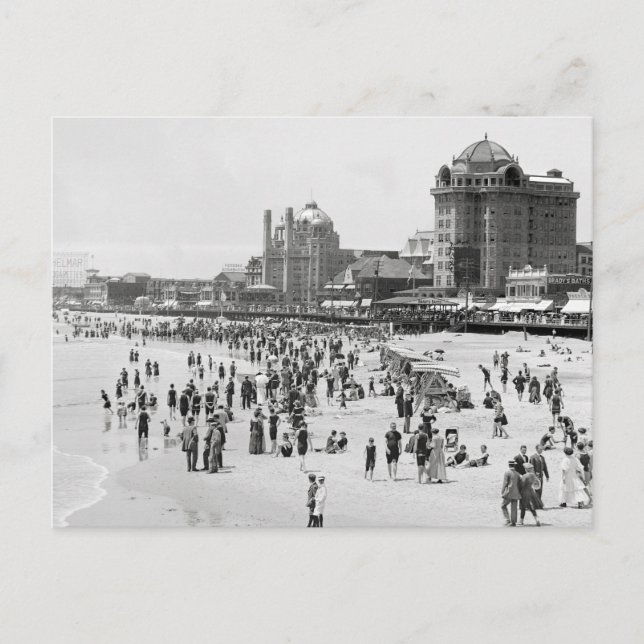 Cartão Postal Atlantic City Beach & Boardwalk, 1910 (Frente)