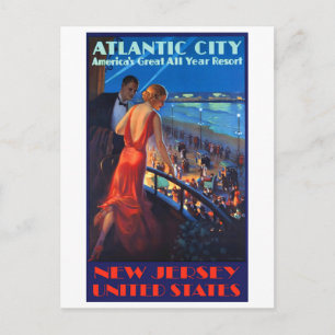 Cartão Postal Atlantic City, Casal na Noite Romântica de Verão