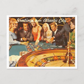 Cartão Postal Atlantic City NJ, Jogo, Roulette, Retro