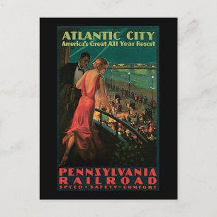 Cartão Postal Atlantic City Pensilvânia Railroad