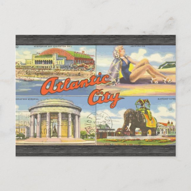 Cartão Postal Atlantic City, Vintage (Frente)