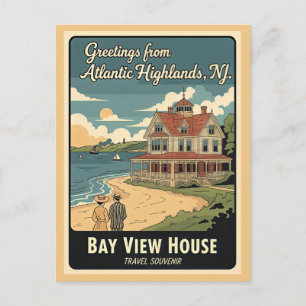 Cartão Postal Atlantic Highlands NJ Bay View House