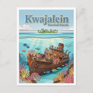 Cartão Postal Atol de Kwajalein Naufrágios da Segunda Guerra Mun