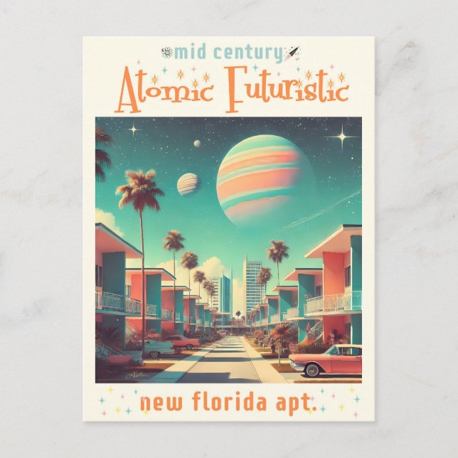 Cartão Postal Atomic Futuristic New Florida Apartments (Frente)