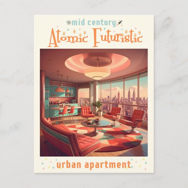 Cartão Postal Atomic Futuristic Urban Apartment (Frente)