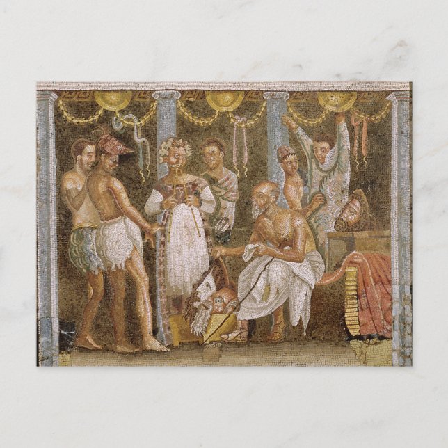 Cartão Postal Atores ensaiando para uma peça de Satyr, c.62-79 A (Frente)