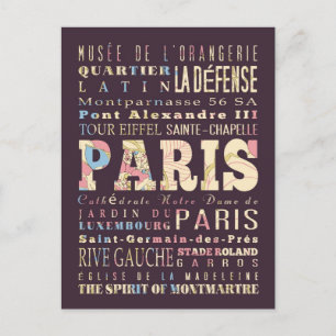 Cartão Postal Atrações e locais famosos de Paris, França.
