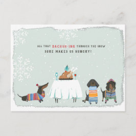 Cartão Postal Atravessando a Neve | Dachshund Fofo 