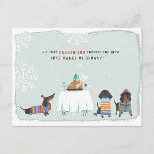 Cartão Postal Atravessando a Neve Dachshund Fofo