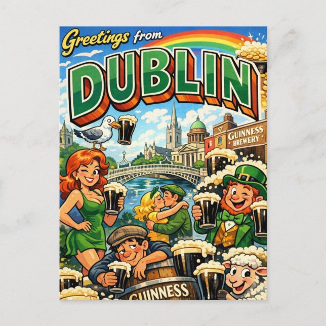 Cartão postal atrevido clássico de Dublin (Frente)