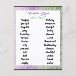 Cartão Postal Atributos de Deus de A a Zed