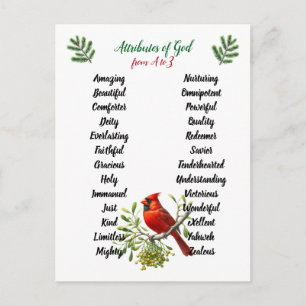 Cartão Postal Atributos de Deus Natal Pássaros e Galhos