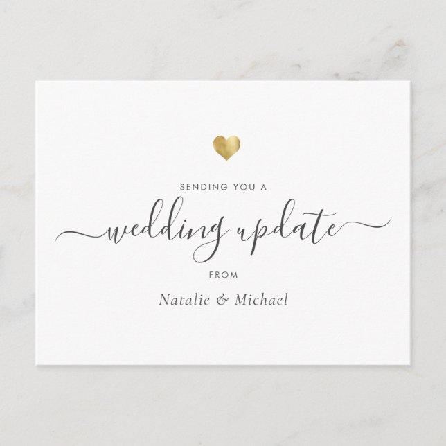 Cartão Postal Atualização de casamento adiada Script Elegante Do (Frente)