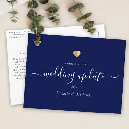 Cartão Postal Atualização de casamento Adiada Script Elegante Do