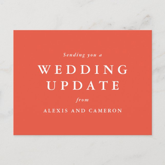 Cartão Postal Atualização de casamento muda a data coral (Frente)