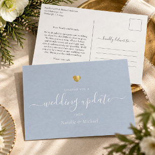 Cartão Postal Atualização de Casamento Roteiro Elegante Dourado