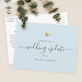 Cartão Postal Atualização de Casamento Script Elegante Dourado A