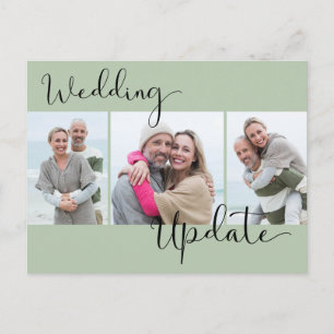 Cartão Postal Atualização do Casamento 3 Foto Verde Sage Adiar C