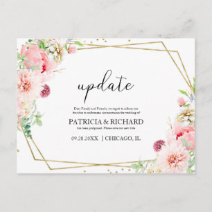 Cartão Postal Atualizar Noiva Floral Casamento Alterar A Data