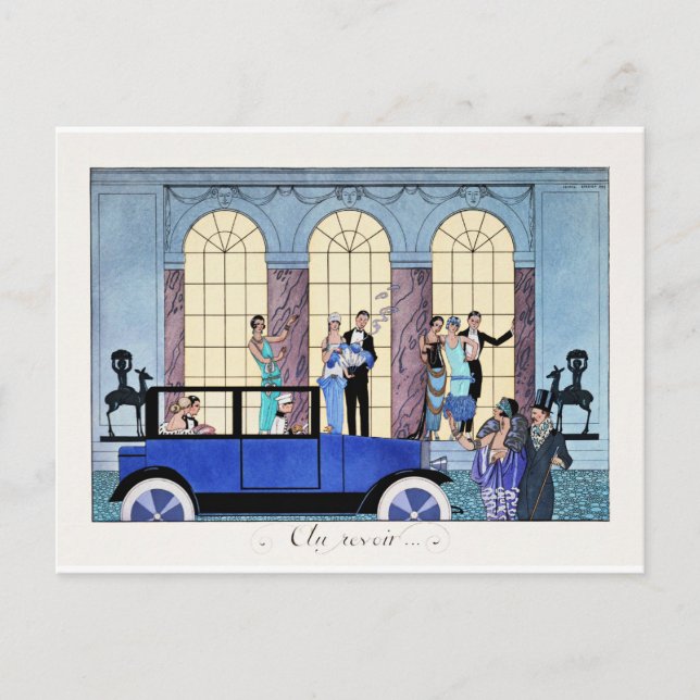 Cartão Postal Au Revoir, 1920 Art Deco (Frente)