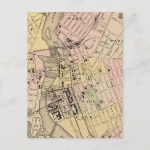 Cartão Postal Auburn, mapa de Lewiston