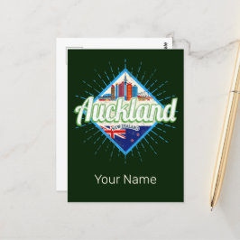 Cartão Postal Auckland Nova Zelândia retro skyline vintage