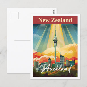 Cartão Postal Auckland Nova Zelândia Vintage Familiar Viagem
