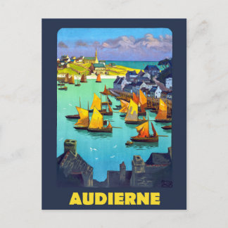 Cartão Postal Audierne, Barcos à Vela no Porto, França