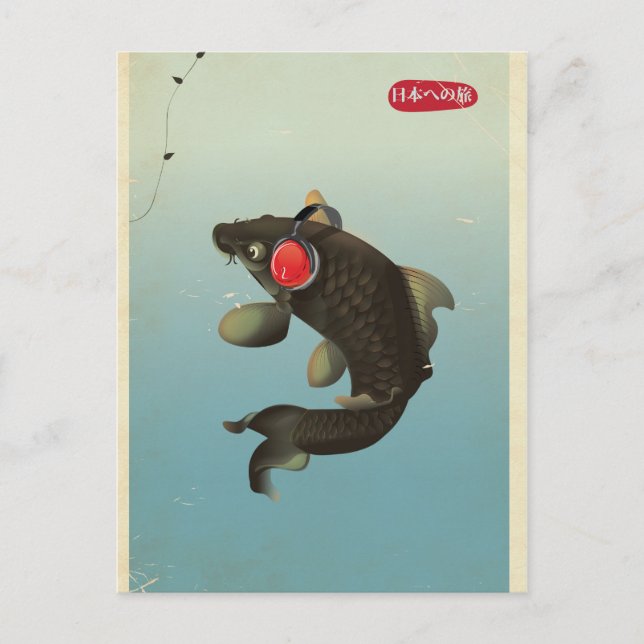Cartão Postal Áudio Koi Vintage (Frente)