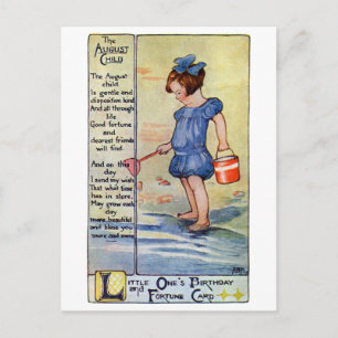 Cartão Postal August Birthday Girl na Praia