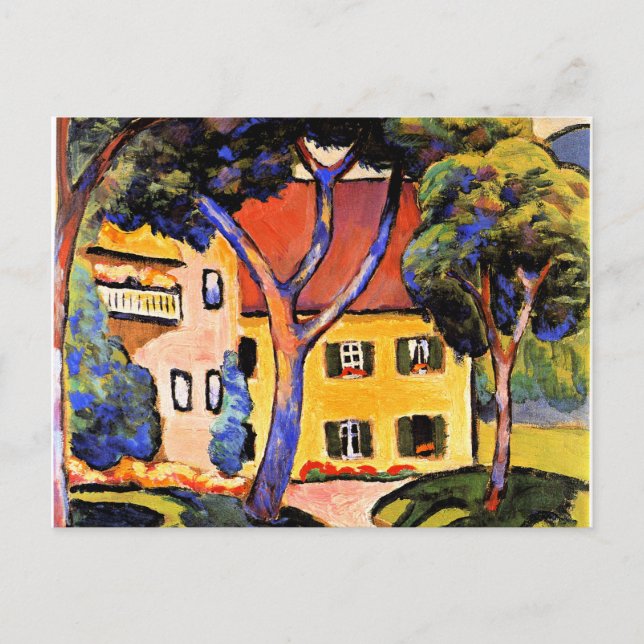 Cartão Postal August Macke art, House in a Landscape (Frente)