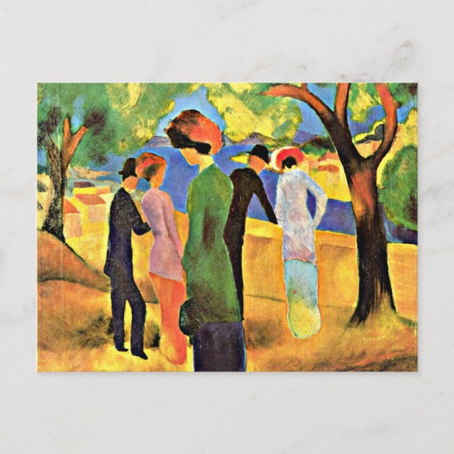 Cartão Postal August Macke art: Mulher em uma Jaqueta Verde (Frente)