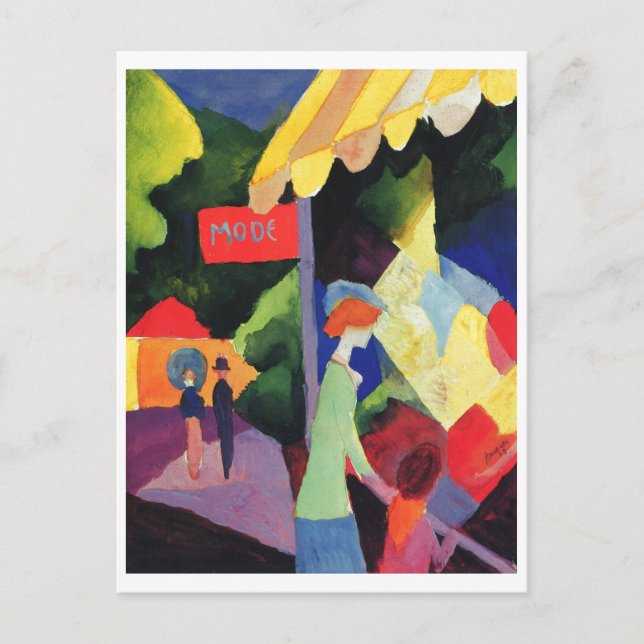 Cartão Postal August Macke - Modefenster 1913 aquarela (Frente)