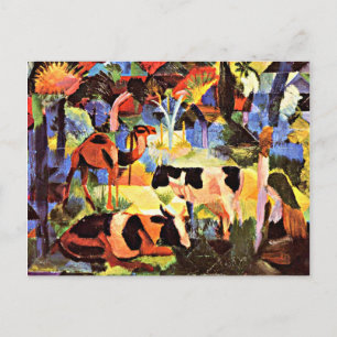 Cartão Postal August Macke - Paisagem com Vacas e Camelo